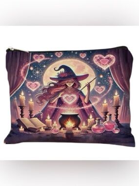 Witch Love Spell Cosmetic Makeup Bag Case Travel Toiletries Pouch Gift NWOT